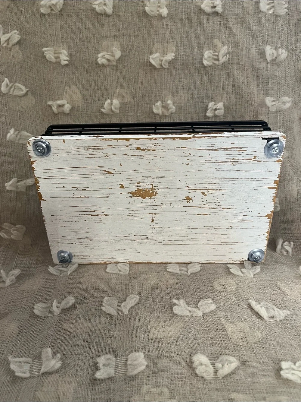 Black Wire & White Distressed Wood Farmhouse Napkin Tray